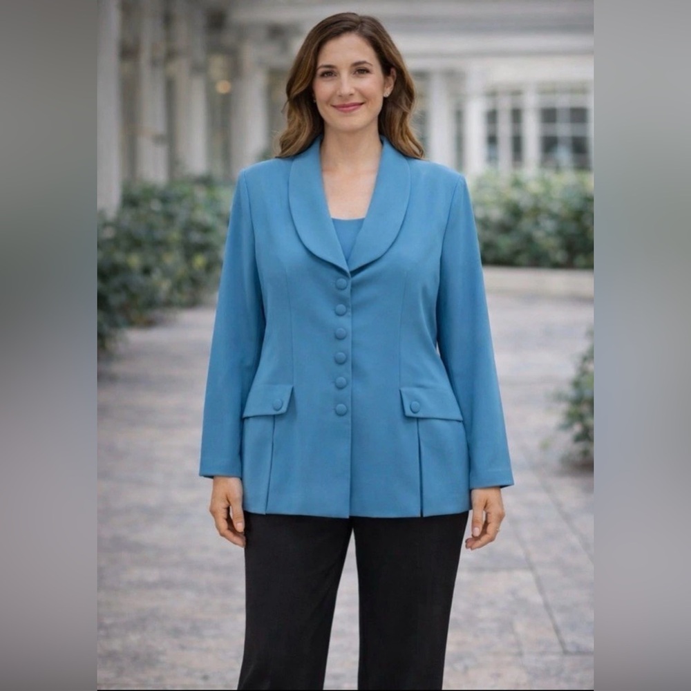 Wear Abouts Women's Size 18 Turquoise Button-up Jacket Business Casual USA Made